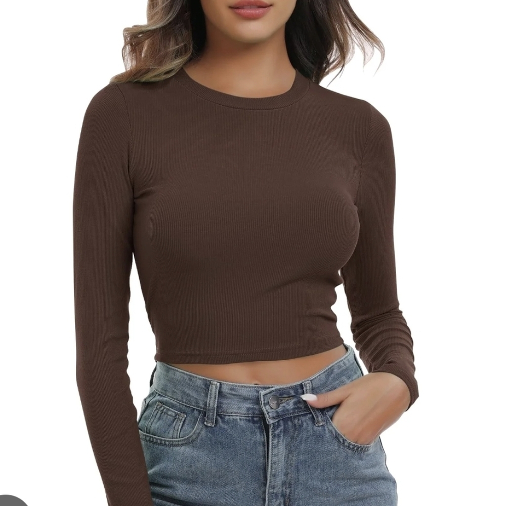 Sunday Best Chocolate Long Sleeve Crop Top